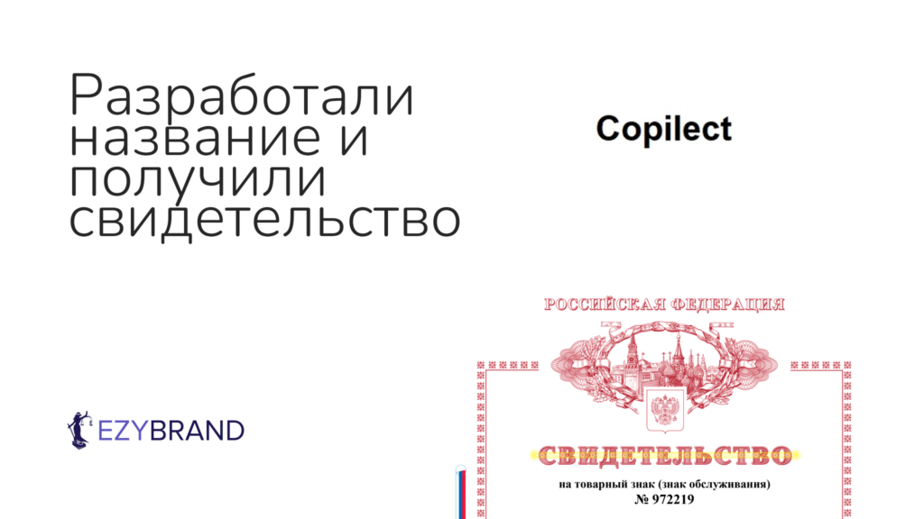Разработали название и зарегистрировали товарный знак Copilect