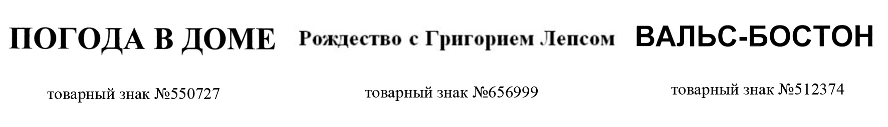 Примеры названий песен и шоу, которые зарегистрированы как товарные знаки